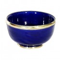 Künstlerische blaue Schale mit rostfreier Metallumrandung